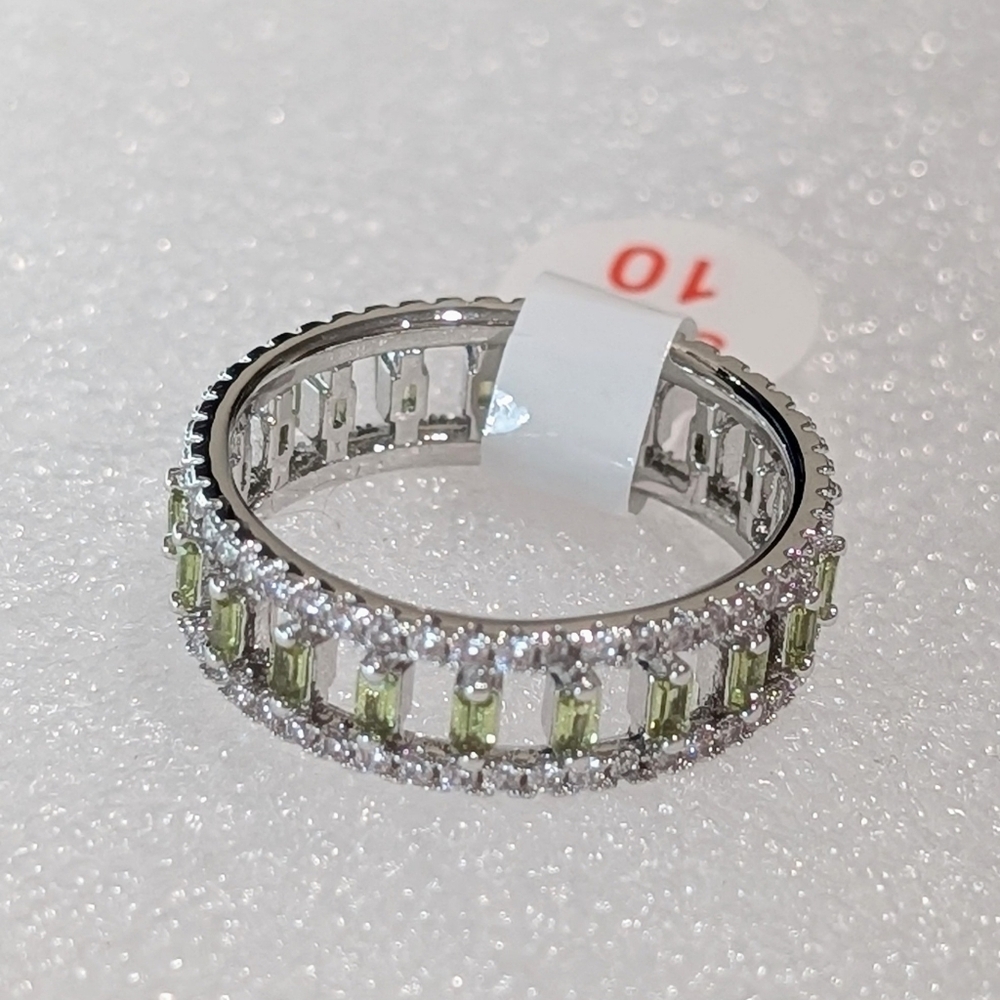 NWT Bomb Party "The Chelsea Ring" RBP4627 LC Peridot CZ Rhodium Plated Sz10 Ring